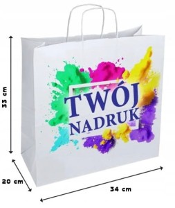 Torby Papierowe z Twoim logo białe cateringowe na kosmetyki prezenty 10szt