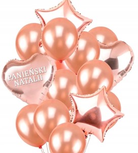 Zestaw Balonów na Wieczór Panieński Różowe Złoto Serce Personalizowany