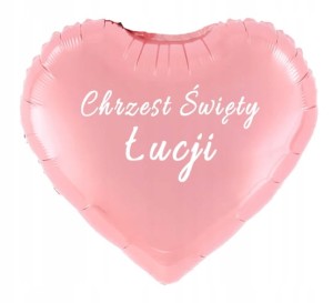Balon foliowy Różowe Serce na Chrzest Święty Personalizowane Imię 45cm