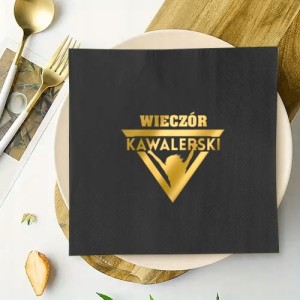 Serwetki czarne na Wieczór Kawalerski, 33x33cm, 12szt