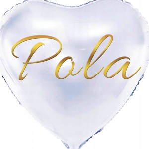 Balon foliowy Biały w kształcie serca Personalizowany Imię 45cm, 1szt