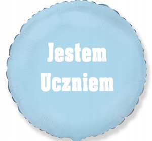 Balon Foliowy Niebieski Okrągły "Jestem Uczniem" 45cm