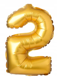 Balon foliowy cyfra 2 Matowa złota Urodziny 69cm