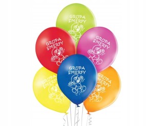 Balony kolorowe napis Grupa Smerfy przedszkole 10szt.