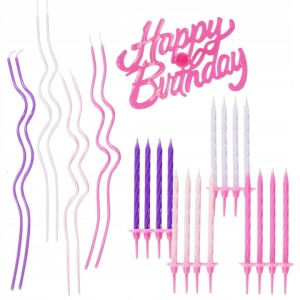 Świeczki Urodzinowe na tort dla dziewczynki Zestaw