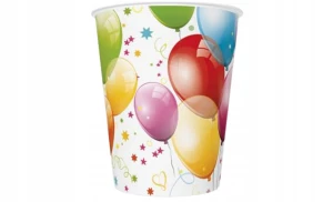 Kubeczki urodzinowe papierowe kubki w balony 8szt 250ml