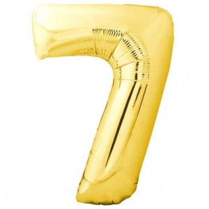 Balon foliowy złoty cyfra "7", 100 cm 1 szt