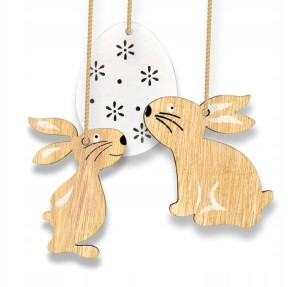 Drewniane zawieszki Wielkanocne zajączki Jajko ozdobne 3szt