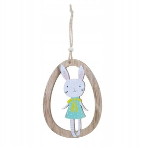 Drewniana zawieszka wielkanocna Zajączek w Jajku