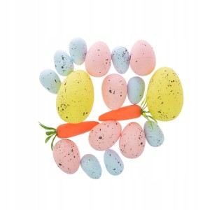 Jajka nakrapiane z zawieszkami kolorowe Marchewki 18szt
