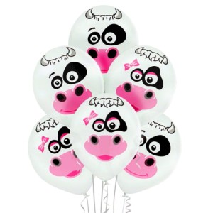 Balony białe lateksowe Krowy 6szt