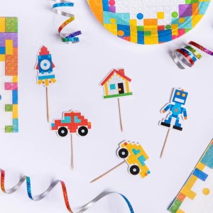 Toppery na tort babeczki Klocki Lego pikery 5szt.