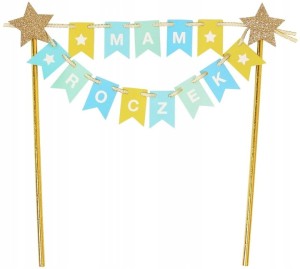 Dekoracja na tort napis Mam roczek Chłopiec