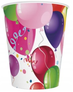 Kubki papierowe Urodzinowe w Baloniki x8 200ml