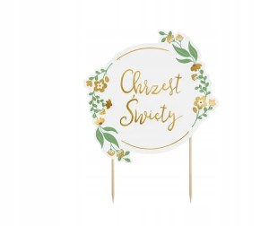 Topper na tort Chrzest Święty piker 1szt.