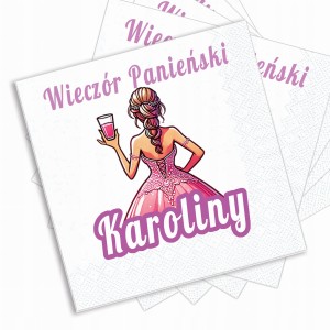 Serwetki personalizowane Wieczór Panieński Imię 12szt