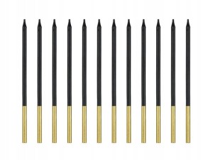 Świeczki urodzinowe na tort czarne złote 14 cm 12 szt