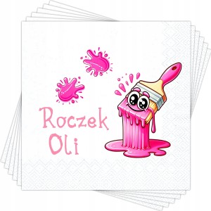 Różowe Serwetki personalizowane na Roczek Dziecka Imię Urodziny 12 szt