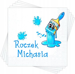 Niebieskie Serwetki personalizowane na Roczek Dziecka Imię Urodziny 12 szt