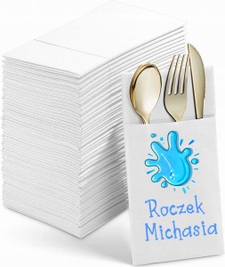 Niebieskie Kieszonki personalizowane na Roczek Dziecka Imię Urodziny 12 szt
