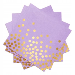 Serwetki lawendowe Dzień Kropki złote 12szt.