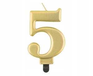 Świeczka Złota Cyfra 5 Pięć Piąte Urodziny