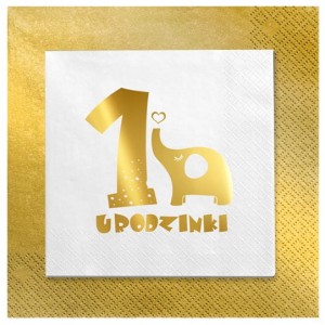 Serwetki Białe 1 pierwsze urodziny Roczek 24szt.