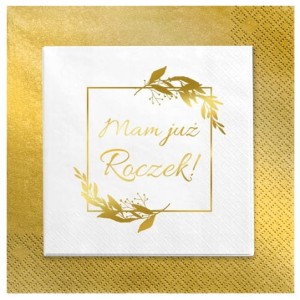 Serwetki Białe Mam Już Roczek 1 Urodziny złote 24szt.