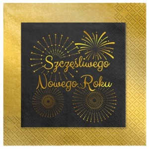 Serwetki czarne zestaw Szczęśliwego Nowego Roku