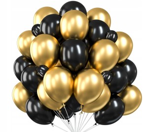 Balony metalik czarne złote 20szt.