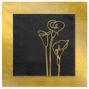 Serwetki żałobne czarne pogrzebowe złote 24szt.