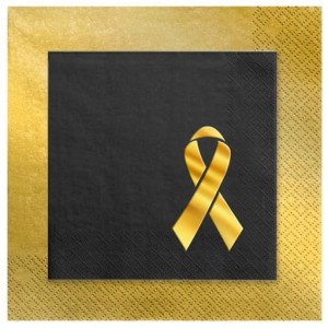 Serwetki żałobne czarne pogrzebowe Wstążka złote 24szt.