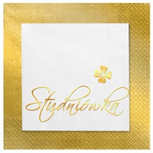 Serwetki Białe Studniówka złote Bal Maturalny 24szt.