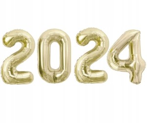 Balony foliowe cyfry 2024 DUŻE SYLWESTER STUDNIÓWKA