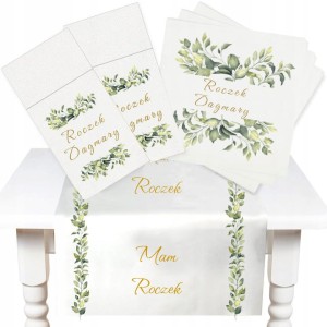Zestaw personalizowany na Roczek 1 Bieżnik Serwetki Etui Kieszonki