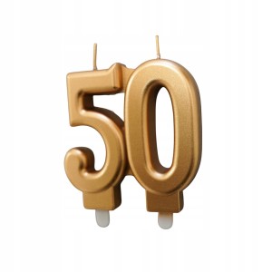 Świeczka urodzinowa 50 złota