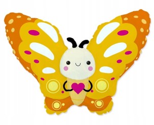 Balon foliowy motylek 113 cm żółty