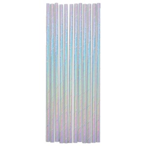 Słomki papierowe opalizujące 12 szt. – eko, dekoracyjne, 20 cm