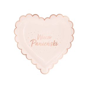 Talerzyki papierowe Wieczór Panieński Serce różowe 9 cali 6 szt.