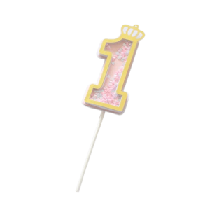 Topper na tort cyfra "1" różowa, 16x4 cm 