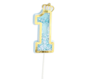 Topper na tort cyfra "1" niebieska, 16x4 cm