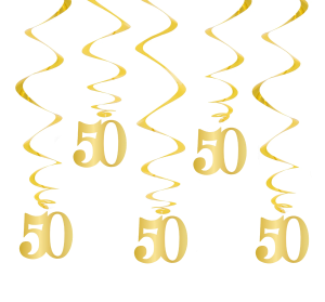  Girlanda świderki "50 lat", złote 5 szt, 60cm