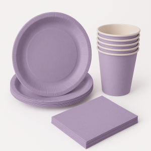 Zestaw Imprezowy Lawendowy - Talerze Kubeczki Serwetki