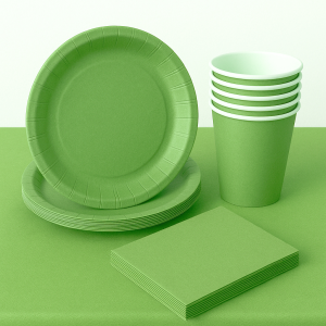  Zestaw Imprezowy Jasno Zielony - Talerze Kubeczki Serwetki Obrus