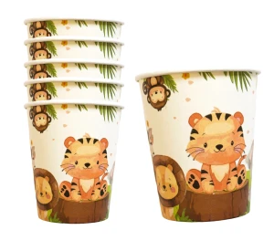 serwetki talerzyki personalizowane kubeczki zwierzątka safari zebra lew leo