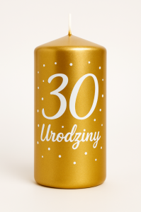 Świeca klubowa złota "30" 12 cm x 6 cm, 1 szt