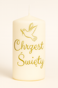 Świeca klubowa biała Chrzest gołąb 12 cm x 6 cm 1 szt.