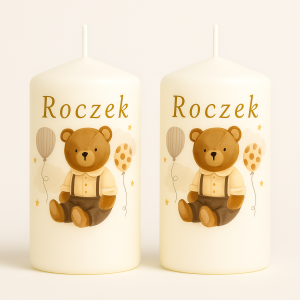 Świeca klubowa biała Urodzinowa Roczek, 2szt