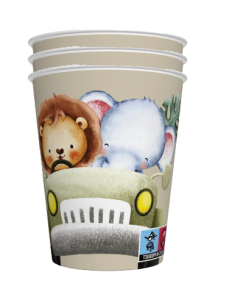 Kubki papierowe słoń i lewi 8 szt.